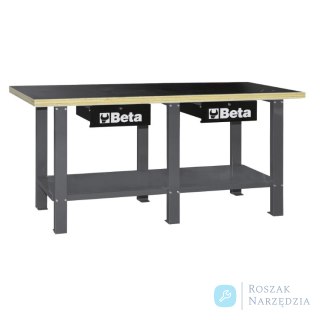 Stół warsztatowy z drewnianym blatem i 2 szufladami 930x2000x720 mm, szary, 5600/C56WG Beta