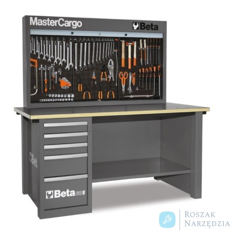 Stół warsztatowy z tablicą narzędziową MasterCargo 1800x1900x790, szary, 5700/C57S/A-G Beta