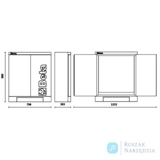 Szafka narzędziowa Cargo do systemu RSC55 980x796/1555x303 mm, szara z pomarańczowym, 5500/C55C Beta
