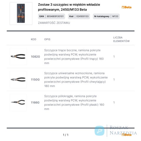 Zestaw 3 szczypiec w miękkim wkładzie profilowanym, 2450/M133 Beta