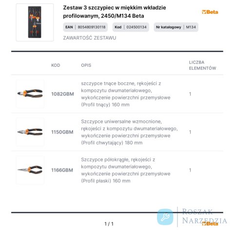 Zestaw 3 szczypiec w miękkim wkładzie profilowanym, 2450/M134 Beta
