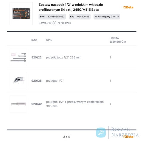 Zestaw nasadek 1/2" w miękkim wkładzie profilowanym 54 szt., 2450/M115 Beta