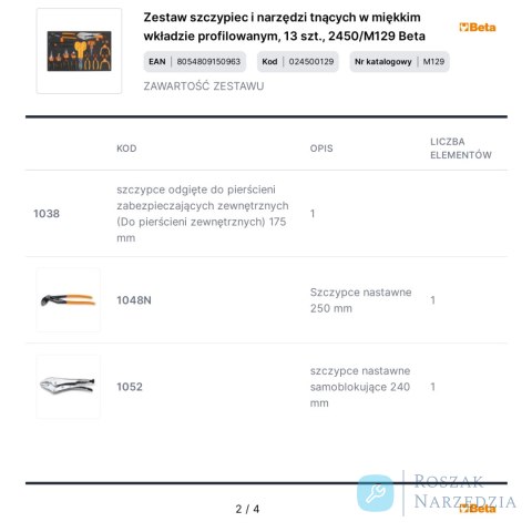 Zestaw szczypiec i narzędzi tnących w miękkim wkładzie profilowanym, 13 szt., 2450/M129 Beta