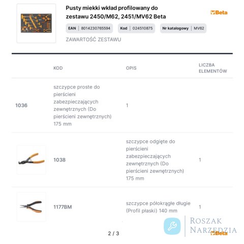 Pusty miekki wkład profilowany do zestawu 2450/M62, 2451/MV62 Beta