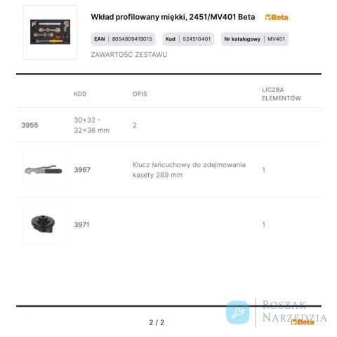 Wkład profilowany miękki, 2451/MV401 Beta