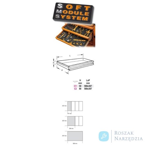 Wkład profilowany miękki z zestawem 8 kluczy 952, 7-19 mm, 2450/M63 Beta
