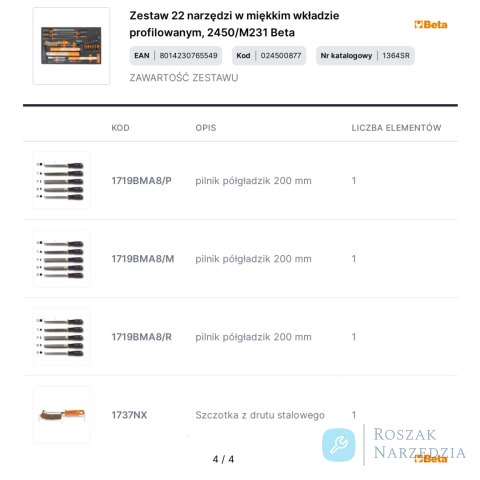 Zestaw 22 narzędzi w miękkim wkładzie profilowanym, 2450/M231 Beta