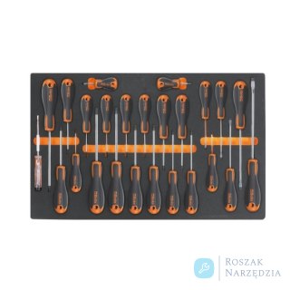 Zestaw 25 wkrętaków beta easy: płaskich, krzyżowych i TORX w miękkim wkładzie profilowanym, 2450/M213