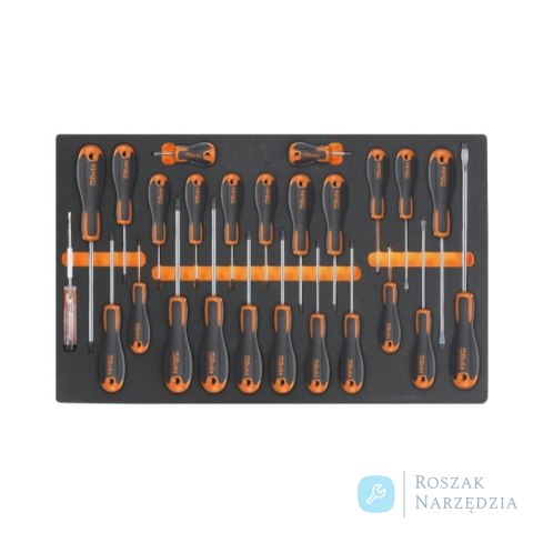 Zestaw 25 wkrętaków beta easy: płaskich, krzyżowych i TORX w miękkim wkładzie profilowanym, 2450/M213