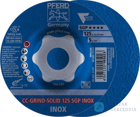 Sciernica tarcz.CC-GRIND Solid SGP INOX 125mm PFERD