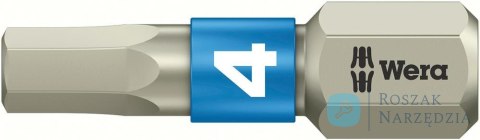 Bit nierdzewny 1/4" DIN3126C6,3do śrub z lbem z gniazdem 6-katnym 4x25mm Wera