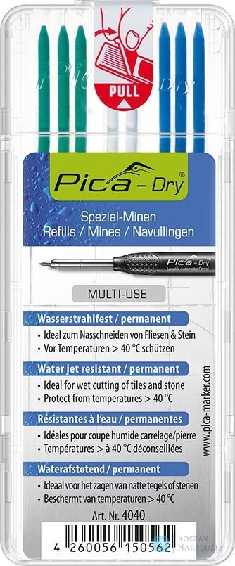 Zestaw zapas. wkladow do mark.do gleb.otw Pica-Drybiale,zielone,niebieskie Pica
