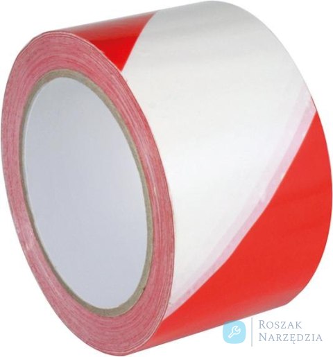 Taśma ostrzegawcza do znakowania samoprzylepna, PVC, 60mmx66m, czerwono-biala