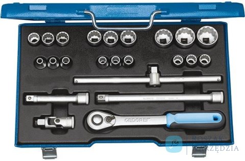 Zestaw nasadek 1/2", 12-kątnych, 23-czesciowy, D19EMU-20, GEDORE