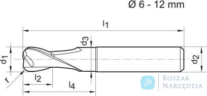 Frez torusowy,dlugi,WN, Signum,2-ostrz.8,0/2mm pelnoweg.,GÜHRING