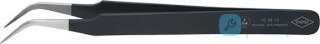 Pinceta 120mm, końcówki wygięte, czarna, 92 38 75 ESD, KNIPEX