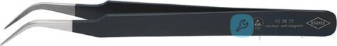 Pinceta 120mm, końcówki wygięte, czarna, 92 38 75 ESD, KNIPEX