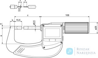 Mikrometr zewnętrzny cyfrowy, z powierzchniami pomiarowymi w kształcie ostrza 40 EWRi-S 50-75mm MAHR