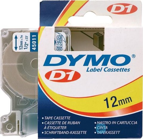 Taśma do drukarek etykiet D1 45011, niebieska/przezroczysta 12mmx7m DYMO