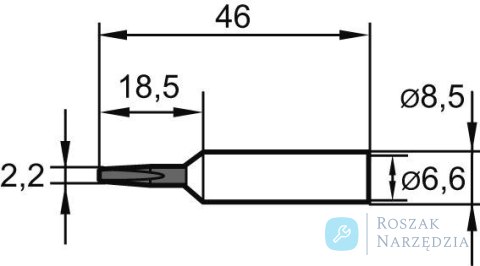 Grot lutowniczy, dlutowy,wydluzony 0832CDLF 2,2mm SB Ersa