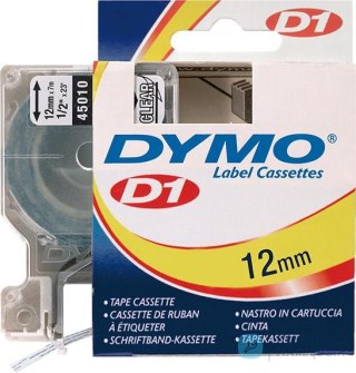 Taśma do drukarek etykiet D1 45010, czarna/przezroczysta 12mmx7m DYMO