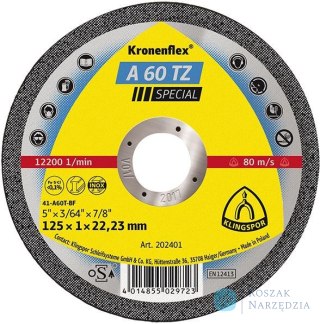 Tarcza do ciecia, prosta A60TZ 115x1mm KLINGSPOR