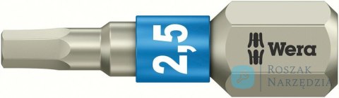 Bit nierdzewny 1/4" DIN3126C6,3do śrub z lbem z gniazdem 6-katnym 2,5x25mm Wera