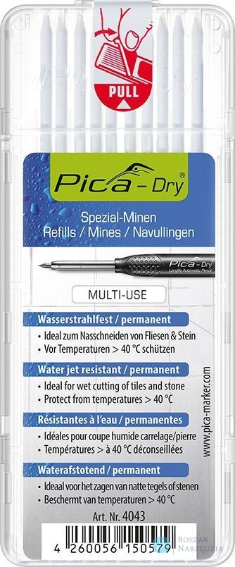 Zestaw zapas. wkladow do mark.do gleb.otw Pica-Drywodoodporny,bialy Pica