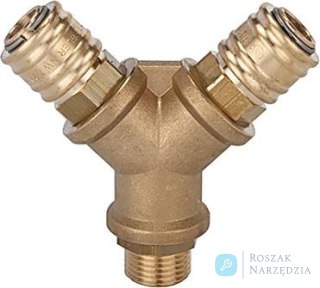 Rozdzielacz Y, mosiezny z 2 zlaczami, gwint zewnetrzny AG G 3/8" RIEGLER