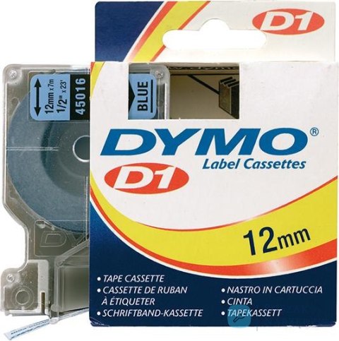 Taśma do drukarek etykiet D1 45016, czarna/niebieska 12mmx7m DYMO
