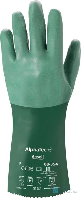 Rękawice chemiczne AlphaTec 08-354, długość 350mm, rozmiar 8 Ansell (12 par)
