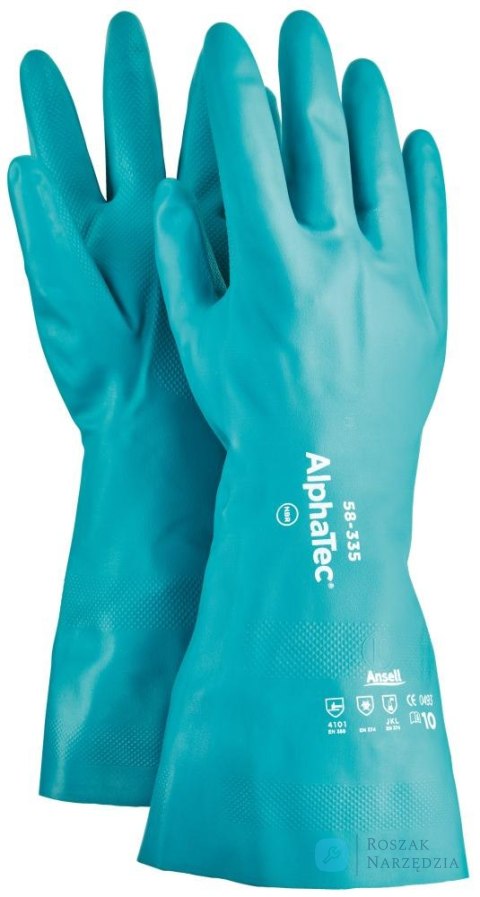 Rękawice chemiczne AlphaTec 58-335 z połoką nitrylową, rozmiar 10 Ansell