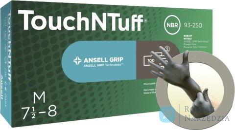 Rękawice nitrylowe jednorazowe TouchNTuff 93-250, rozmiar 8,5-9 (100 sztuk) Ansell