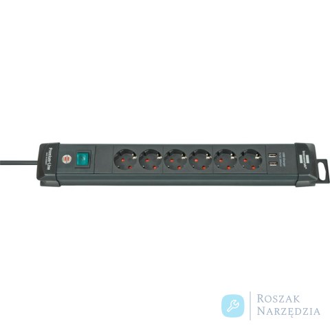 Listwa zasil.z USB Premium Line z 6 gniazd. 3m H05VV-F3G1,5 Brennenstuhl