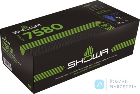 Rękawice jednorazowe, nitrylowe, 7580, rozmiar L(8-9), opak. 50szt.