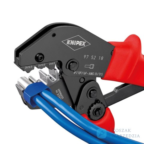 Szczypce dźwignia do zagniatania do tulejek kablowych Twin 2x6,2x10 i 2x16 mm KNIPEX