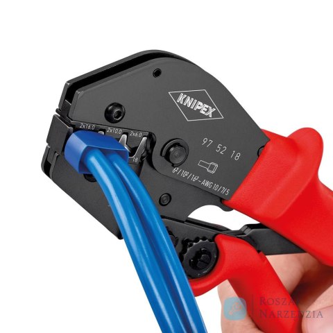 Szczypce dźwignia do zagniatania do tulejek kablowych Twin 2x6,2x10 i 2x16 mm KNIPEX