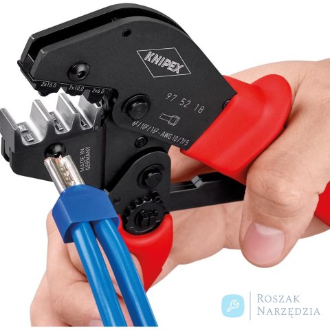 Szczypce dźwignia do zagniatania do tulejek kablowych Twin 2x6,2x10 i 2x16 mm KNIPEX