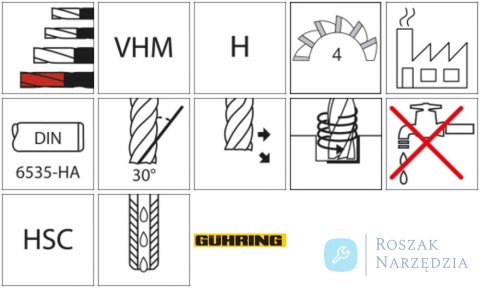 Frez do kopiowania HSC WNpelnow.Signum HA 4-ostrz.b.dlugi 8/1,5mm GÜHRING Frez do kopiowania HSC WNpelnow.Signum HA 4-ostrz.b.dlugi 8/1,5mm GÜHRING