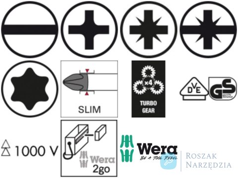 Zestaw wkrętaków z trzpieniami wymiennymi  VDE  Kraftform 16-cz. Wera
