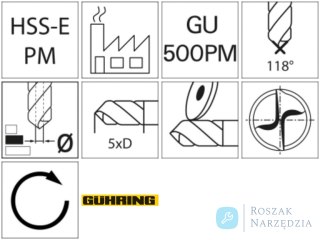 Wiertło kręte WN HSSE -PM TiAlN 5xd 2,0mm GÜHRING