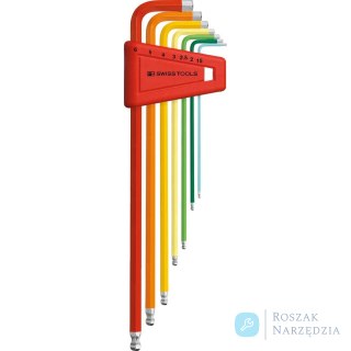 Zestaw kluczy trzpieniowych kątowych w uchw.z tworz.sztuczn. 7-częśc.,1,5-6mm Rainbow końc.kulis.PB Swiss Tools
