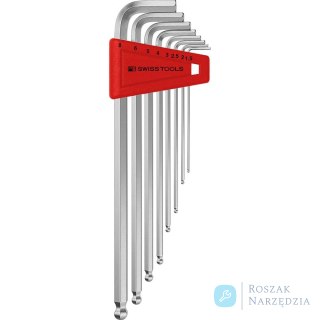 Zestaw kluczy trzpieniowych kątowych w uchwycie z tworzywa sztucznego 8-częściowy, 1,5-8mm końcówka kulista PB Swiss Tools