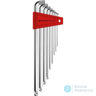 Zestaw kluczy trzpieniowych kątowych w uchwycie z tworzywa sztucznego 9 częściowy 1,5-10mm 100 stopn. końc.kulista PB Swiss Tools