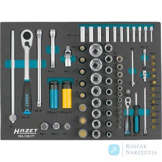 Zestaw kluczy nasadowych 1/4" i 1/2", 77-cz. moduł narzędziowy 163-138/77 HAZET