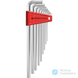 Zestaw kluczy trzpieniowych kątowych w uchwycie z tworzywa sztucznego 9-częściowy, 1,5-10mm długi PB Swiss Tools