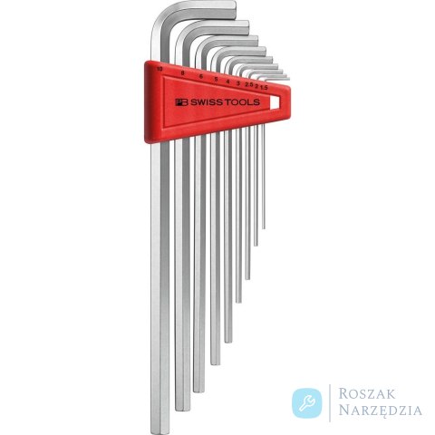 Zestaw kluczy trzpieniowych kątowych w uchwycie z tworzywa sztucznego 9-częściowy, 1,5-10mm długi PB Swiss Tools