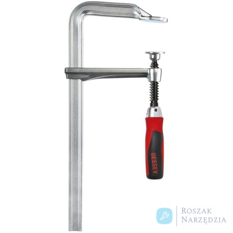 Ścisk śrubowy, stalowy z rękojeścią 2-kompon. 400x120mm rękoj.składana Bessey