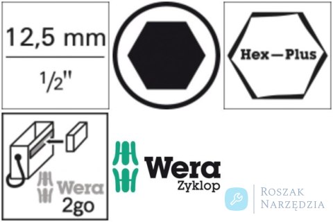 Komplet nasadek wkrętakówych 1/2"9-cz. Hex z przytrzymaniem