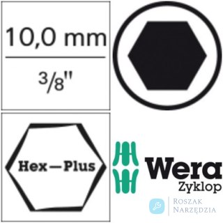 Wkrętakowa końcówka wym. 3/8"3,0x 35mm do śrub z gniazdem 6-k. z funkcją przytrzym.Wera